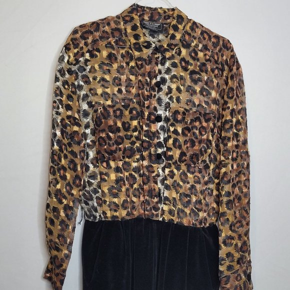 PG Collections Jumpsuit Animal Print Size Med Ginger Bort 1 Piece Stirrup Pants - Picture 2 of 12